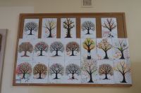 2. Prace dzieci przypięte do tablicy